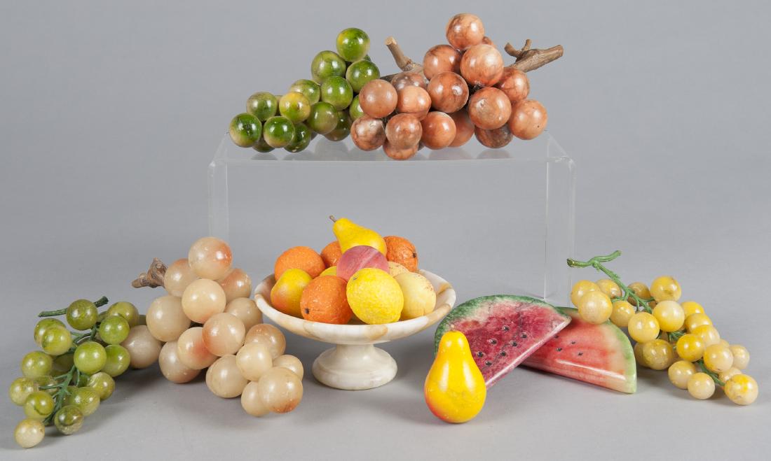 Twelve pieces of miniature carved and painted sto (1 of 1)