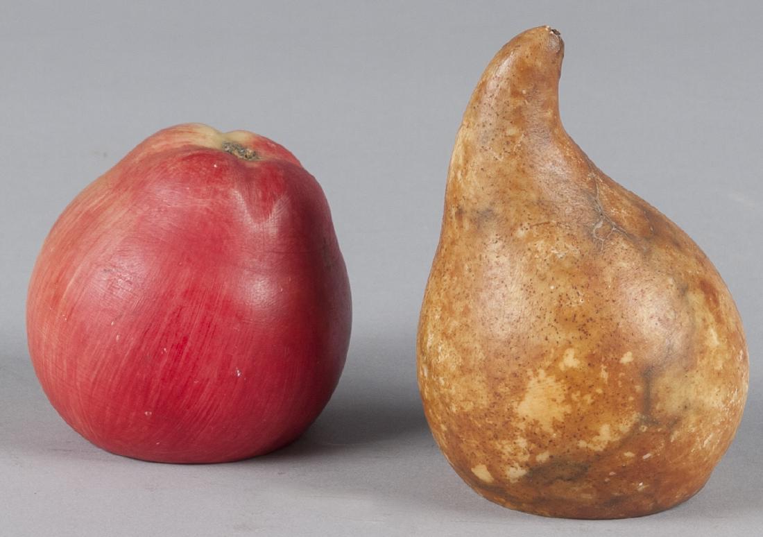 Carved and painted stone fruit bookends, ca. 1900 (1 of 1)