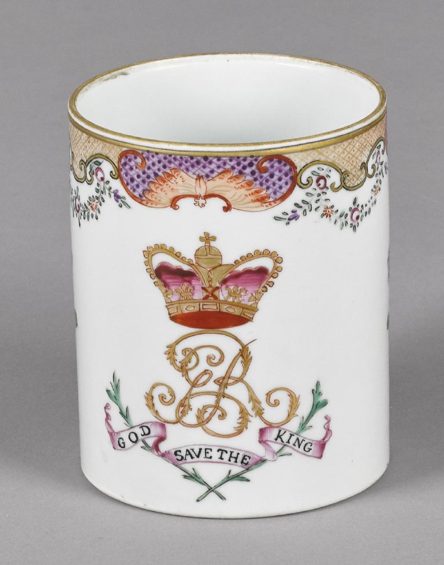Chinese export porcelain mug, late 18th c., inscr (1 of 2)