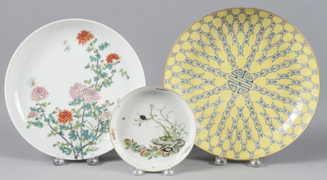 Three Chinese porcelain dishes, 5 1/2'' dia., 9 1/ (1 of 7)
