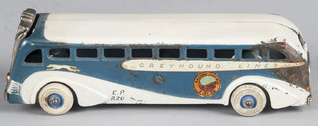 Arcade cast iron Grey Hound Lines bus, 9'' l. (1 of 1)