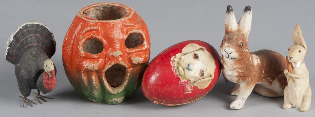 Four composition holiday candy containers, to inc (1 of 1)