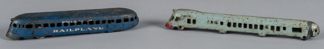 Two Arcade cast iron Pullman Railplane train ca (1 of 1)