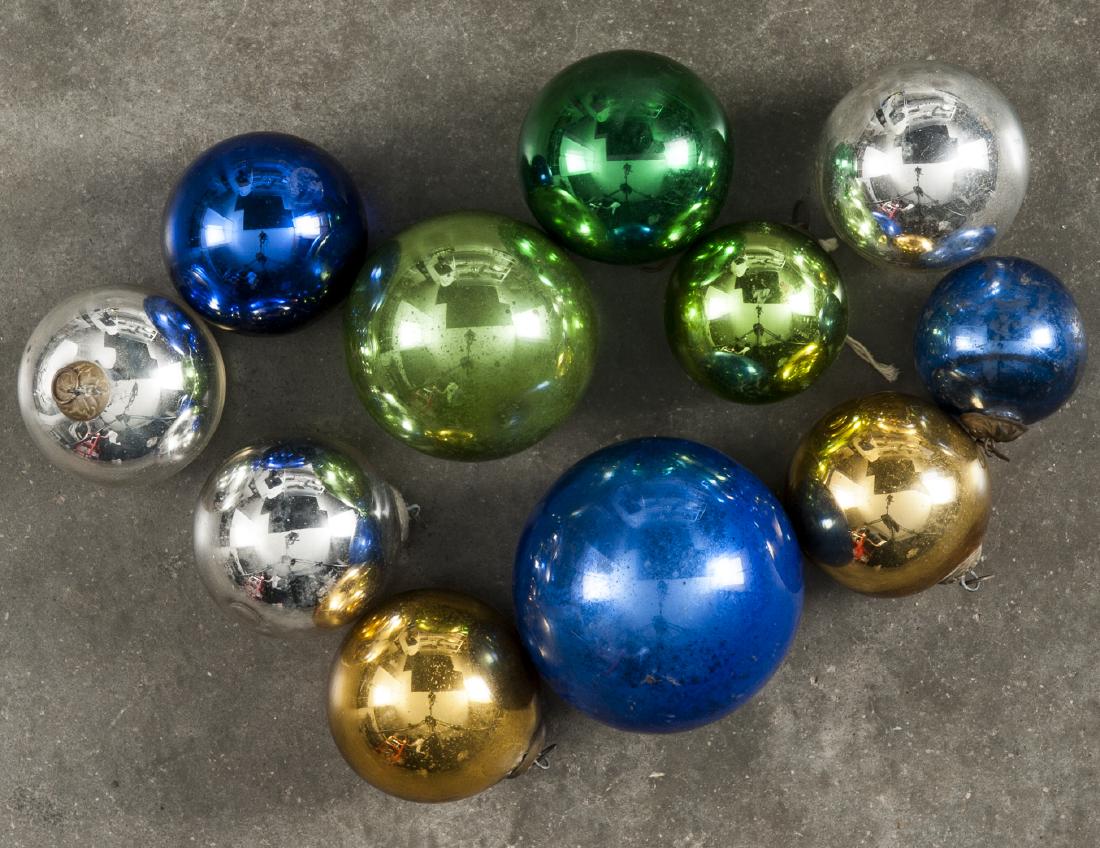 Group of eleven glass kugel Christmas ornaments w (1 of 1)