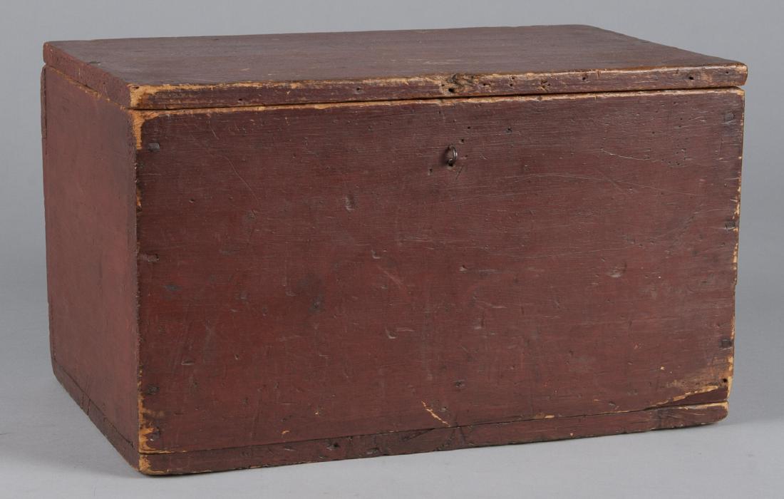 Painted pine lock box, 19th c., retaining its ori (1 of 1)