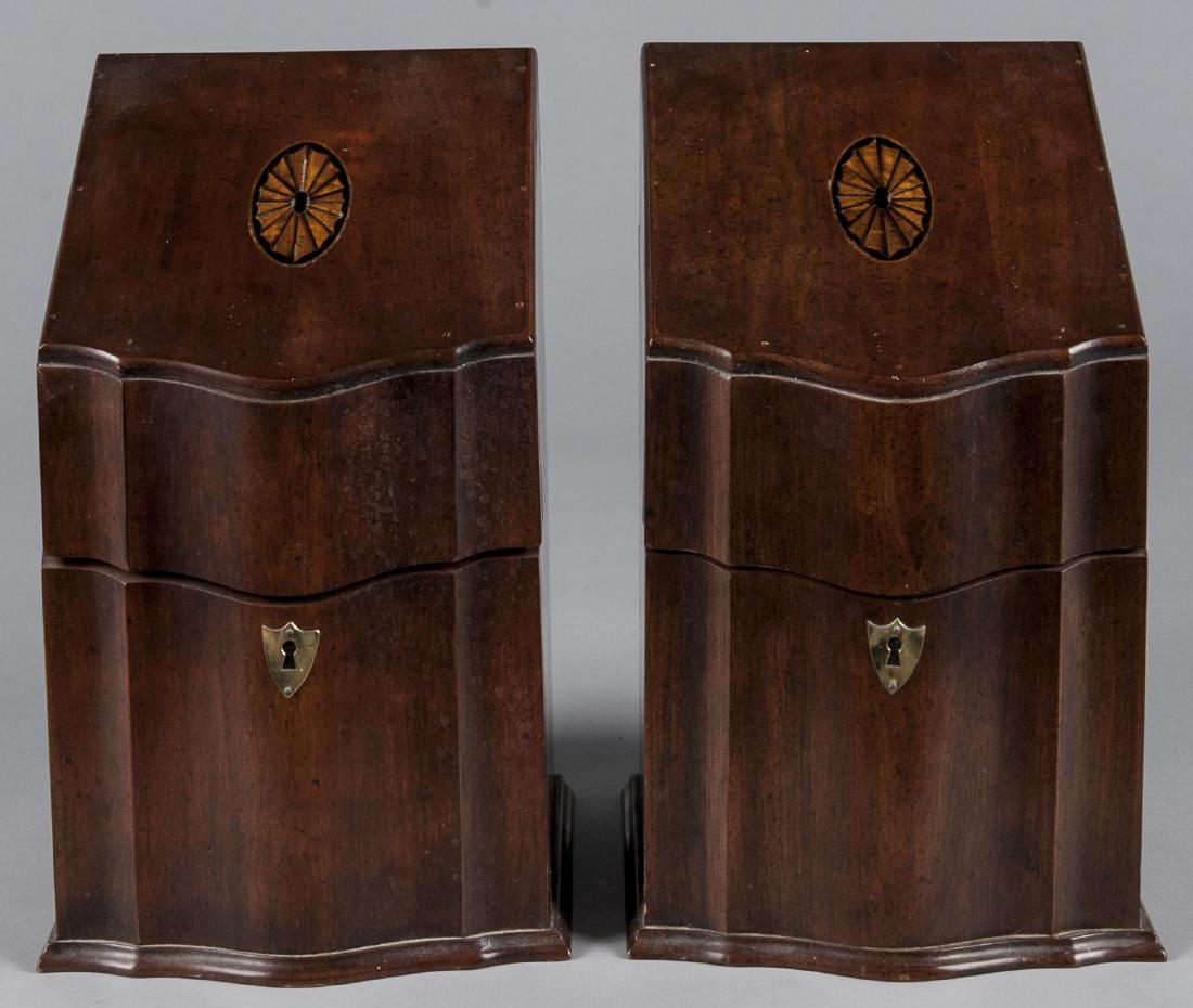 Pair of Georgian style mahogany knife boxes, 14'' (1 of 1)
