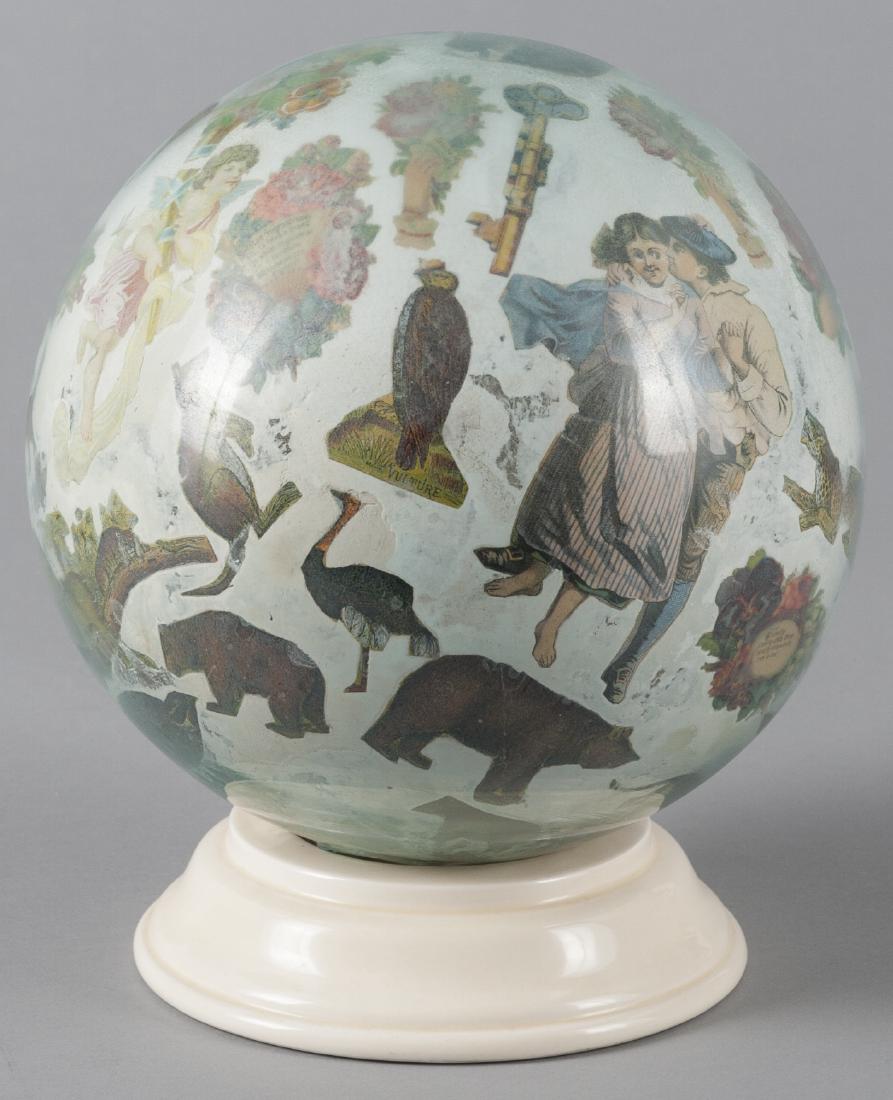 Decoupage glass globe on stand, 9 1/2'' h. (1 of 1)
