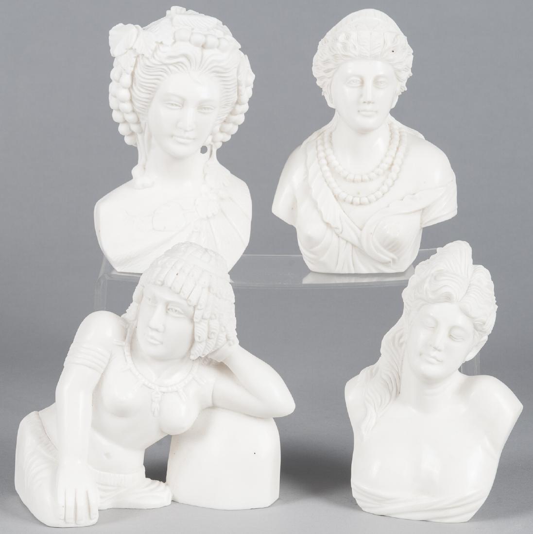 Four contemporary marble female busts, tallest - (1 of 1)
