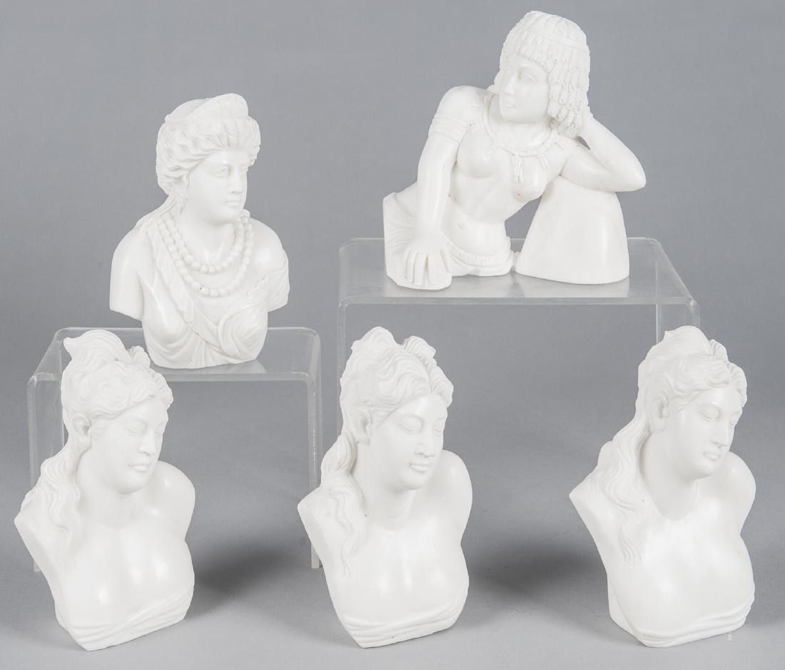 Five contemporary marble female busts, tallest - (1 of 1)