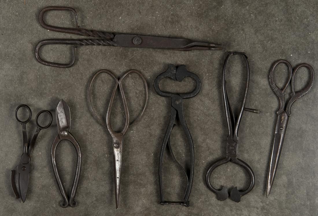 Two iron sugar nippers, together with five scisso (1 of 1)