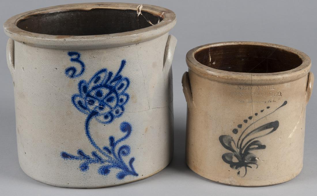 Two stoneware crocks, 19th c., with cobalt decora (1 of 1)