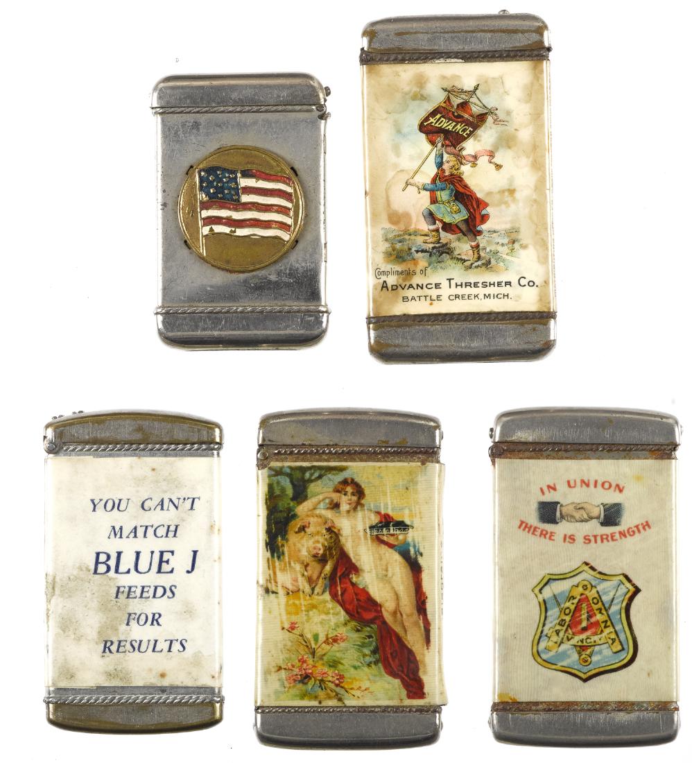 Four celluloid advertising match vesta safes, to (1 of 2)