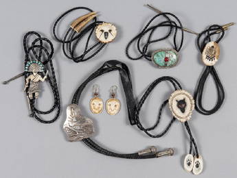 Group of Native American bolo ties, to include a