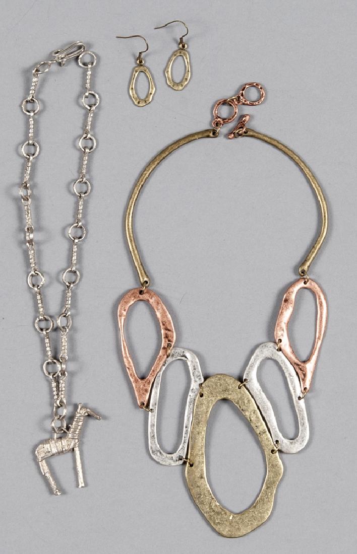 Abstract mixed metal necklace and earrings set, t (1 of 1)