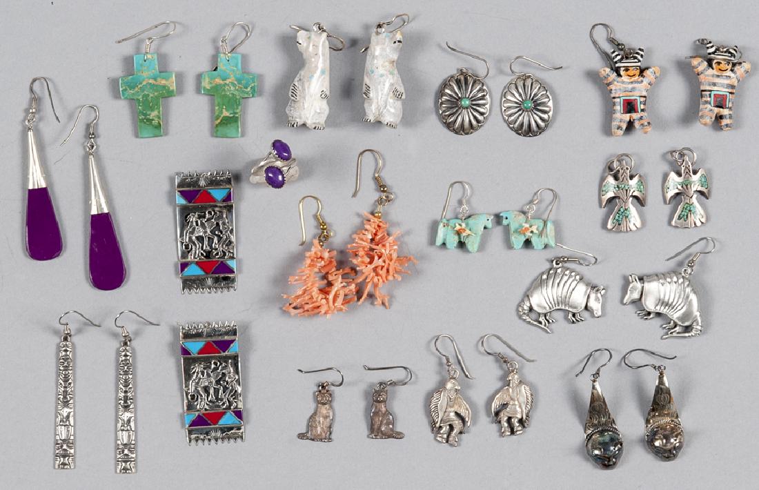 Group of Southwestern Native American earrings, t (1 of 1)