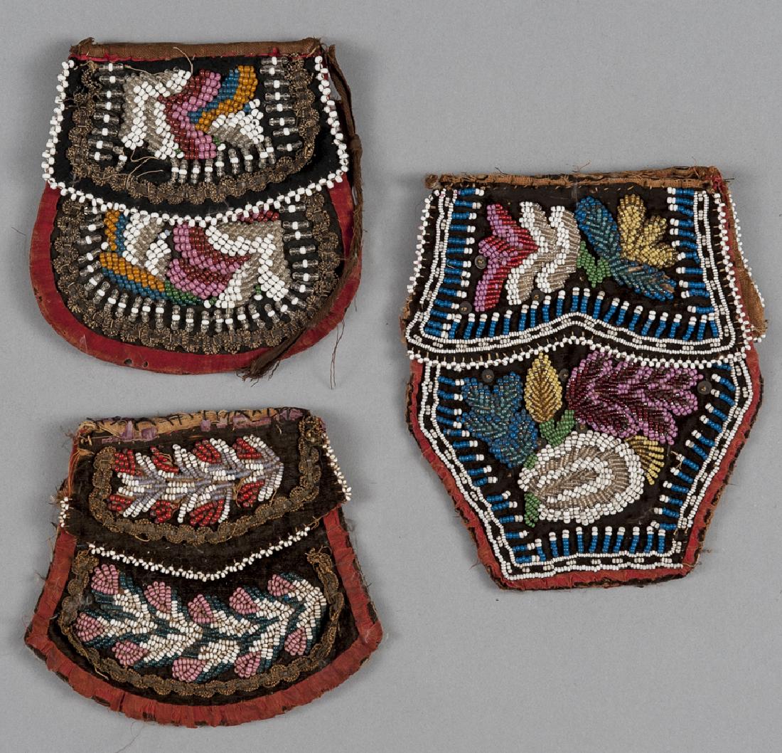 Three Iroquois beaded cloth purses, late 19th/ear (1 of 1)