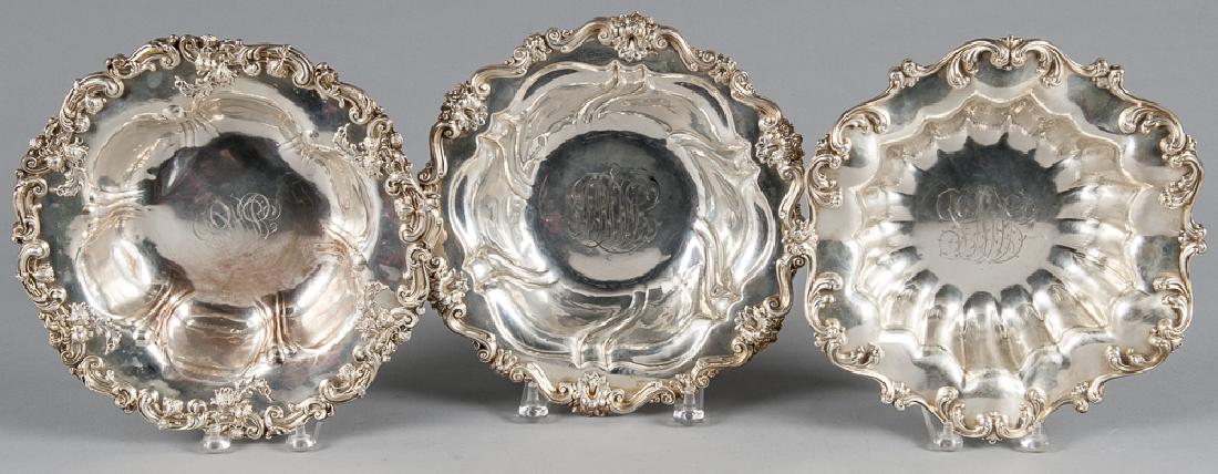 Three similar sterling silver serving bowls, appr (1 of 1)
