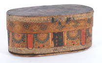 Continental painted bentwood box, 19th c., 4 1/4''