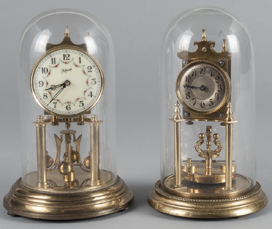 Two German brass shelf clocks, with glass domes, (1 of 1)