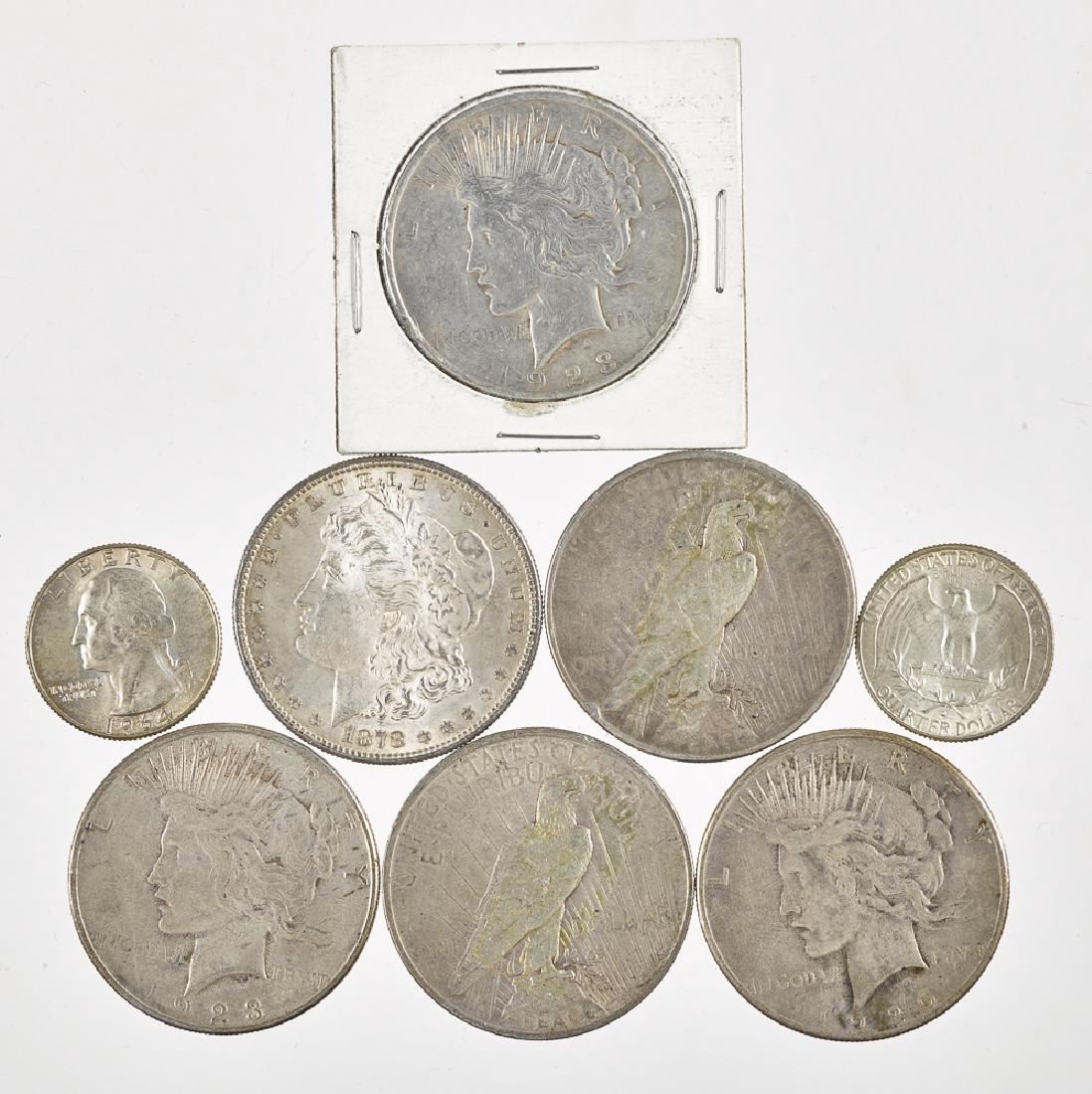 Six silver dollars, to include an 1878 S Morgan s (1 of 1)