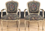 Pair of French painted fauteuils, mid 20th c.