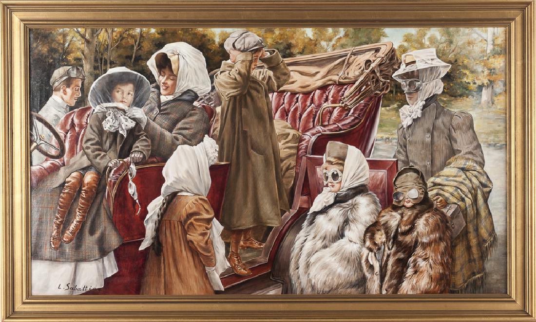 After Louis Sabattier, oil on canvas of figures i (1 of 7)