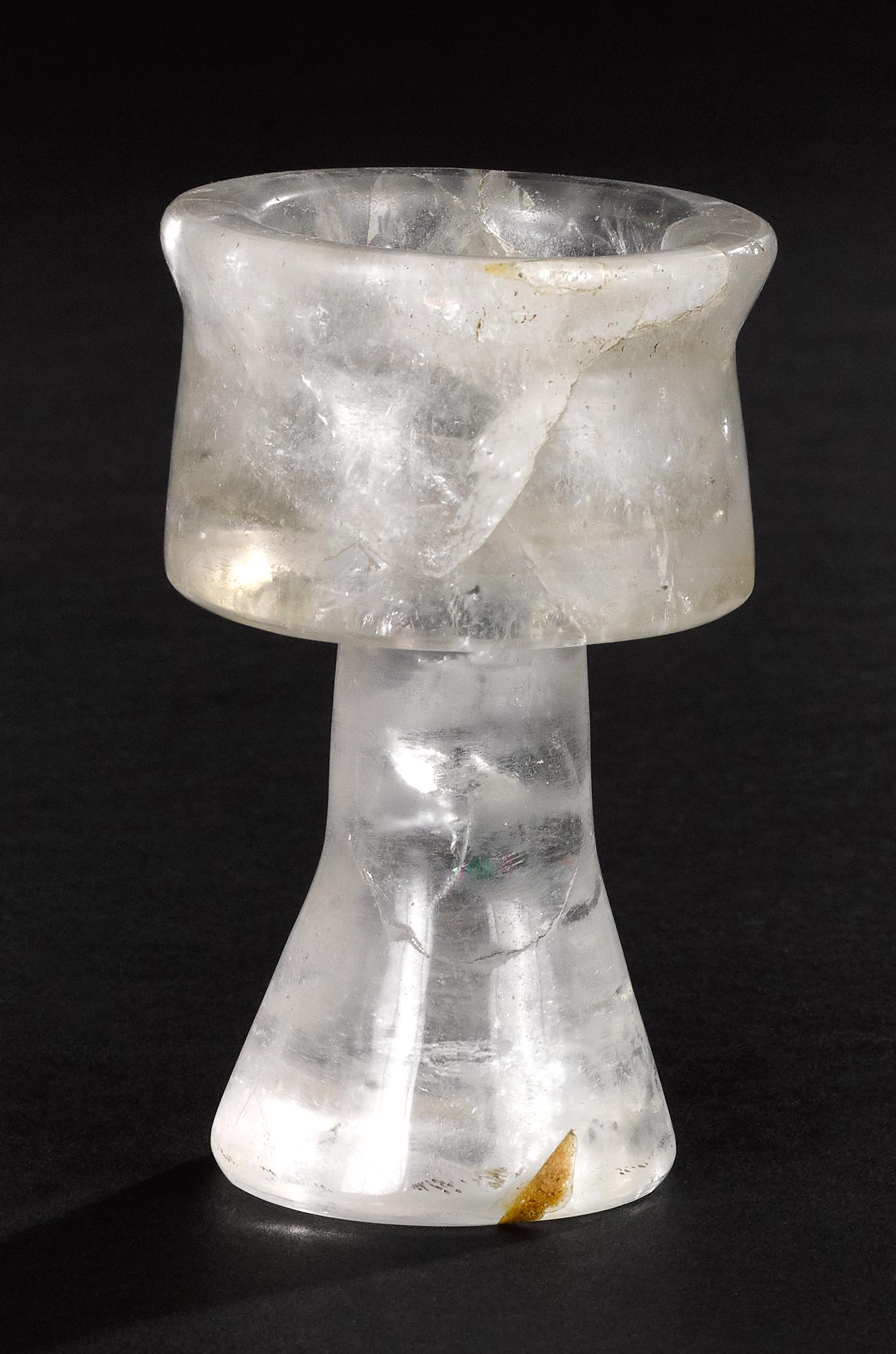 Bactrian rock crystal chalice: Bactrian rock crystal chalice, 1000 B.C., 4'' h.