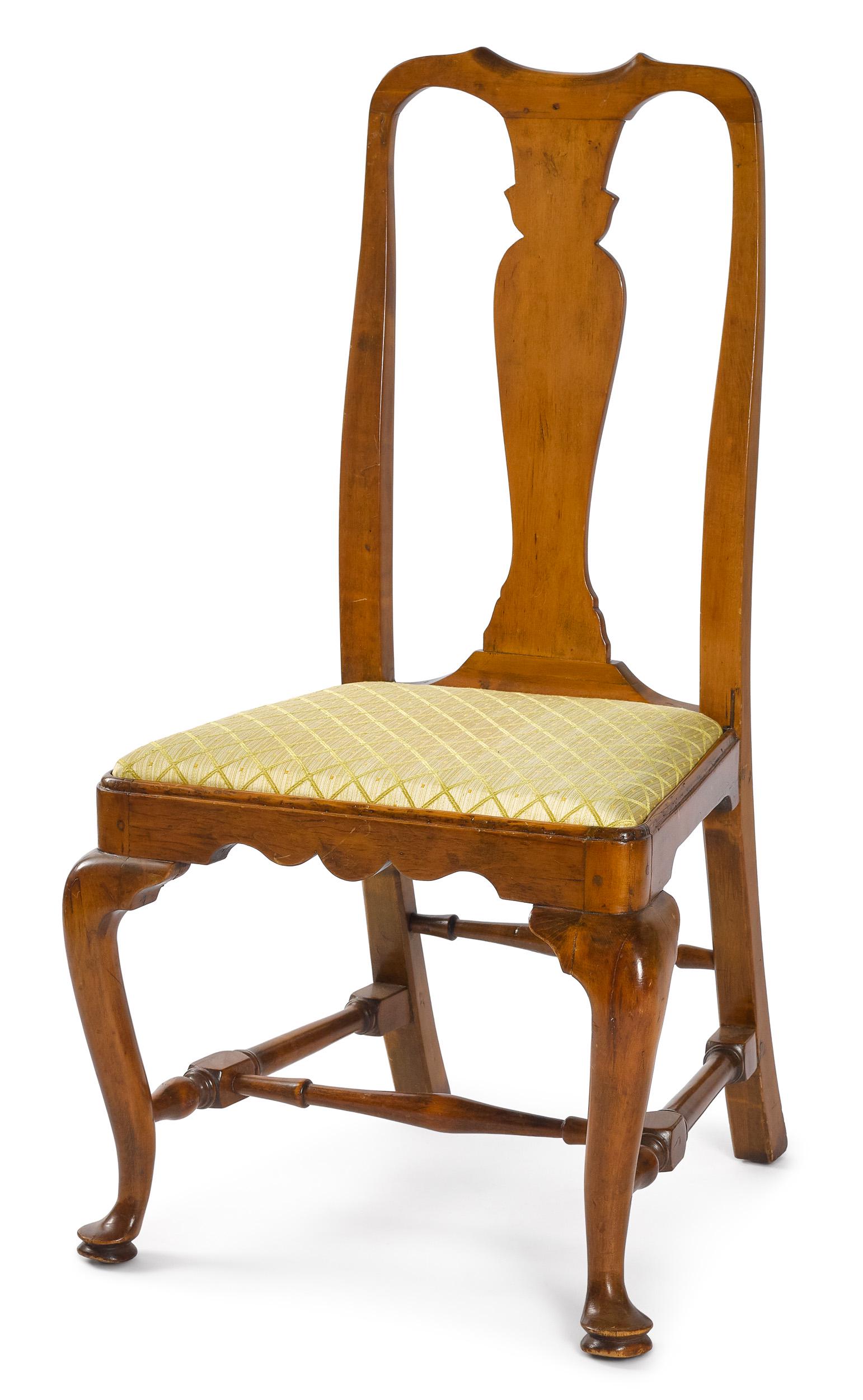 New England Queen Anne maple dining chair: New England Queen Anne maple dining chair, ca. 1760. Provenance: The Collection of Daniel Heisler and Mary Jane Sheppard, Lutherville, MD.