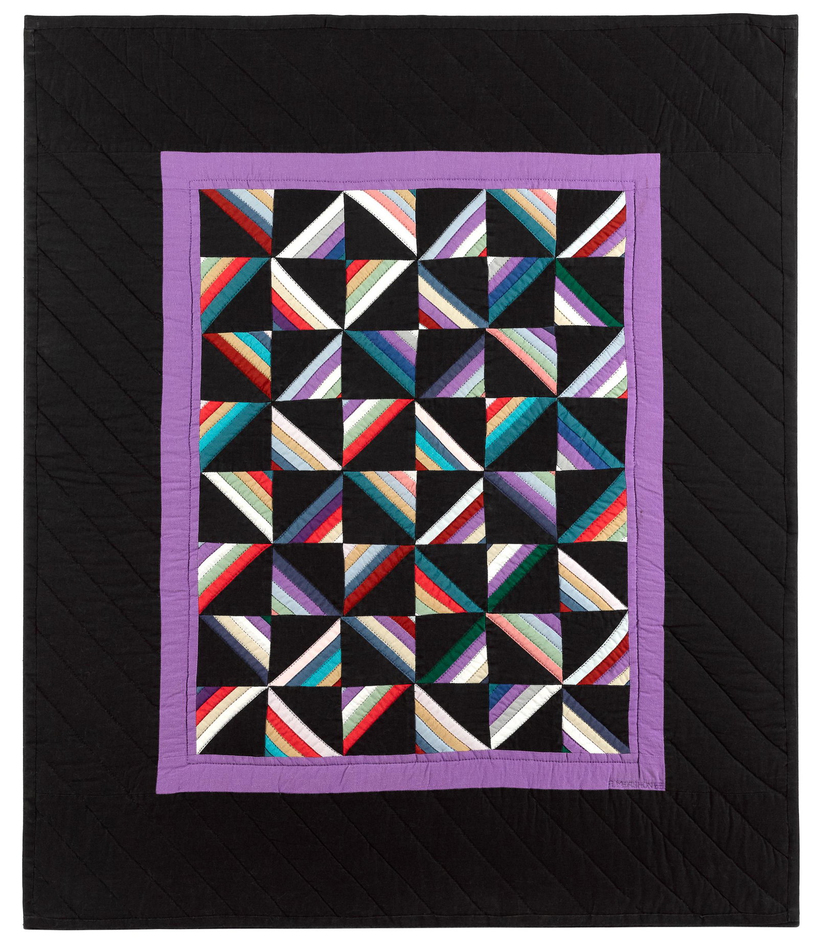 Amish pieced crib quilt: Amish pieced crib quilt, early/mid 20th c., 36'' x 30''.