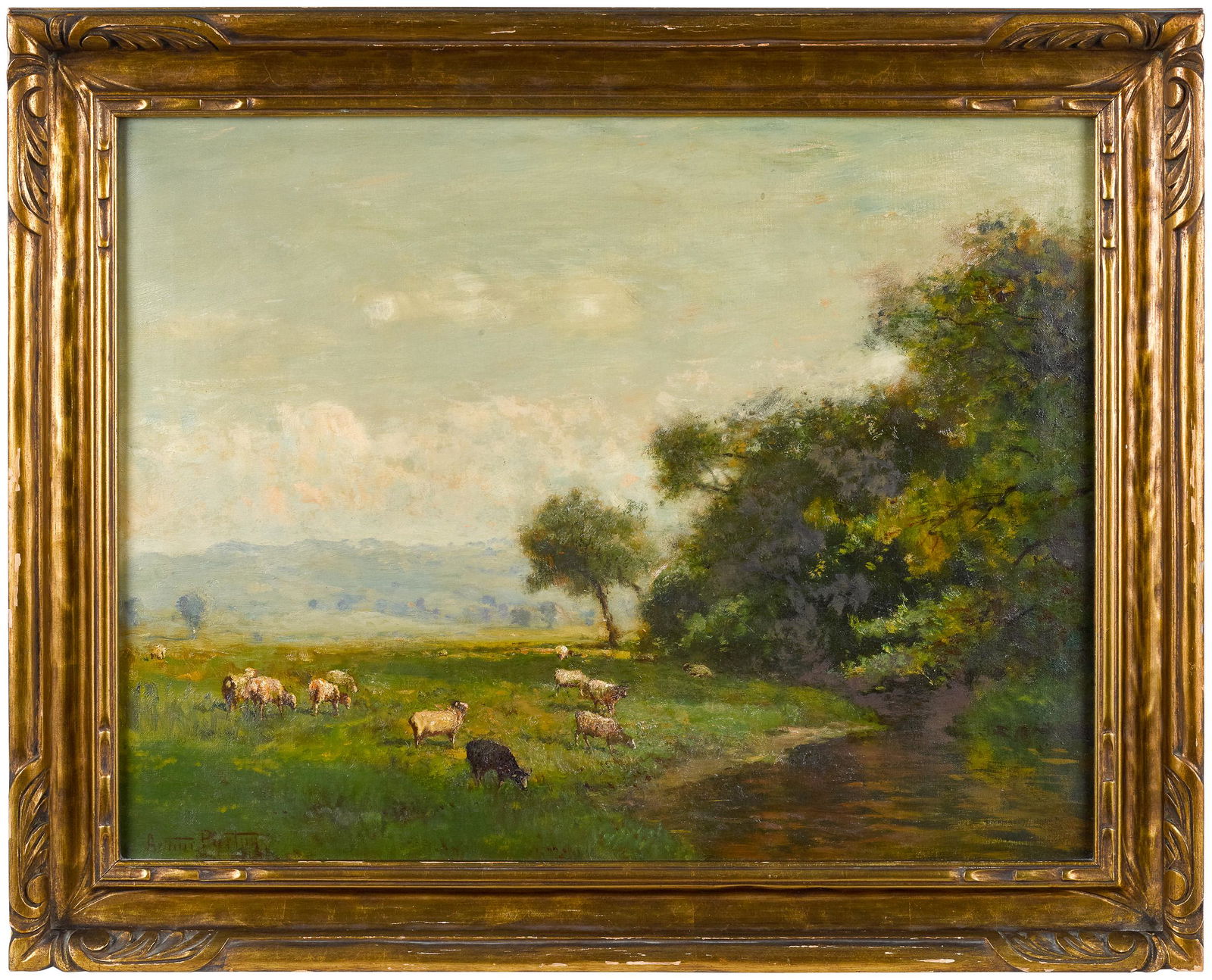 Arthur Parton, oil titled The Beaverkill Valley: Arthur Parton (American 1842-1914), oil on canvas of The Beaverkill Valley, signed lower left, 20'' x 26''. Provenance: A Pennsylvania family.