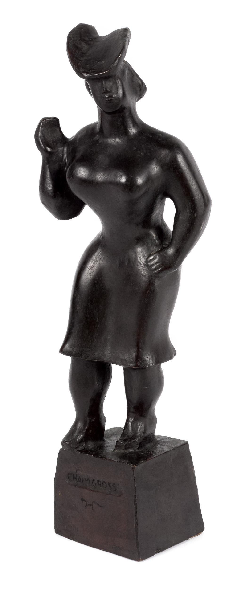Chaim Gross, bronze of a standing woman: Chaim Gross (American 1904-1991), bronze of a standing woman, signed on base and inscribed verso Bedi-Rassy 1/6, 14 3/4'' h. Provenance: Estate of Stephen Maegin.