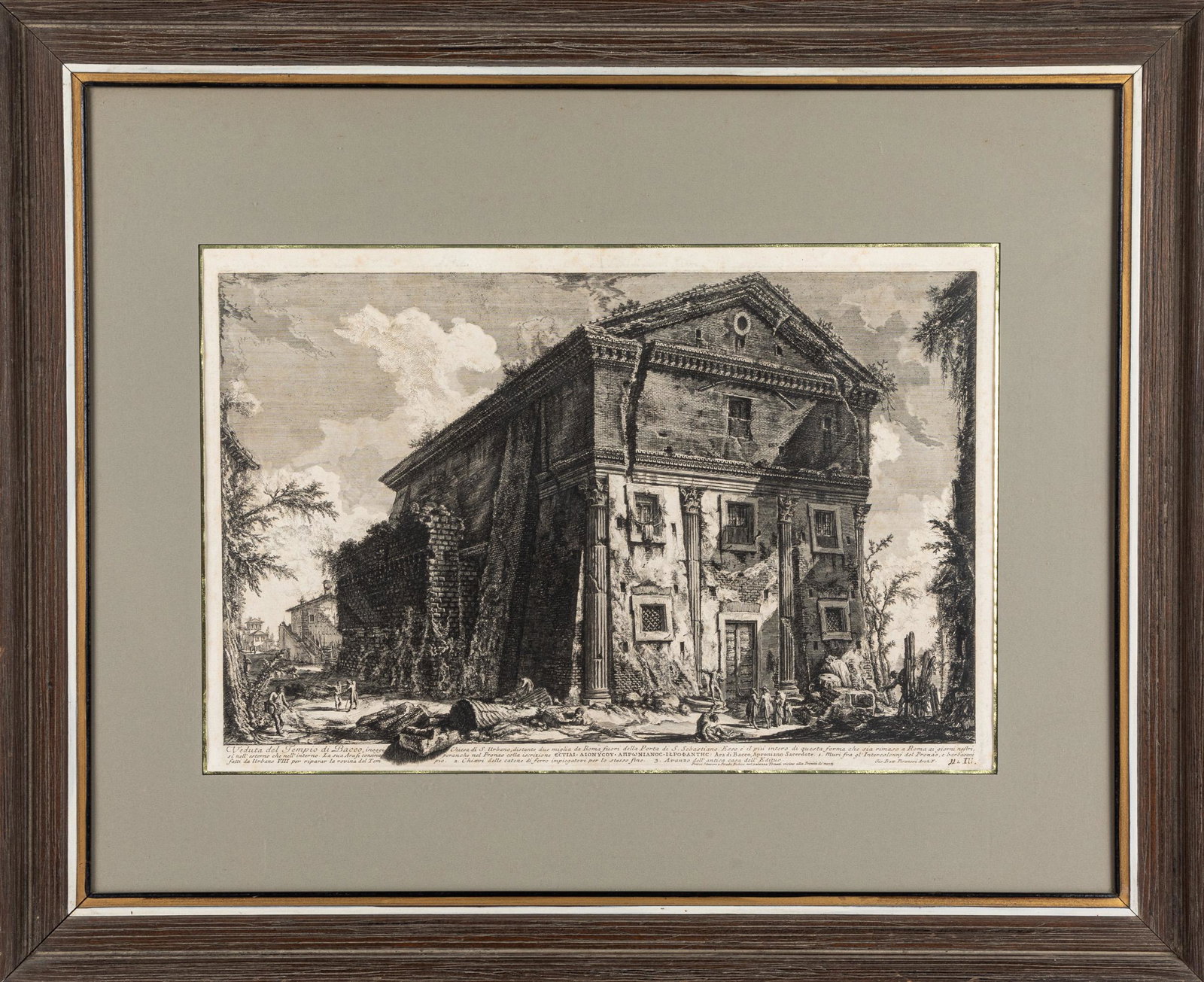 Piranesi engraving: Piranesi engraving, titled Tempio di Bacco, 16'' x 24 1/4''.