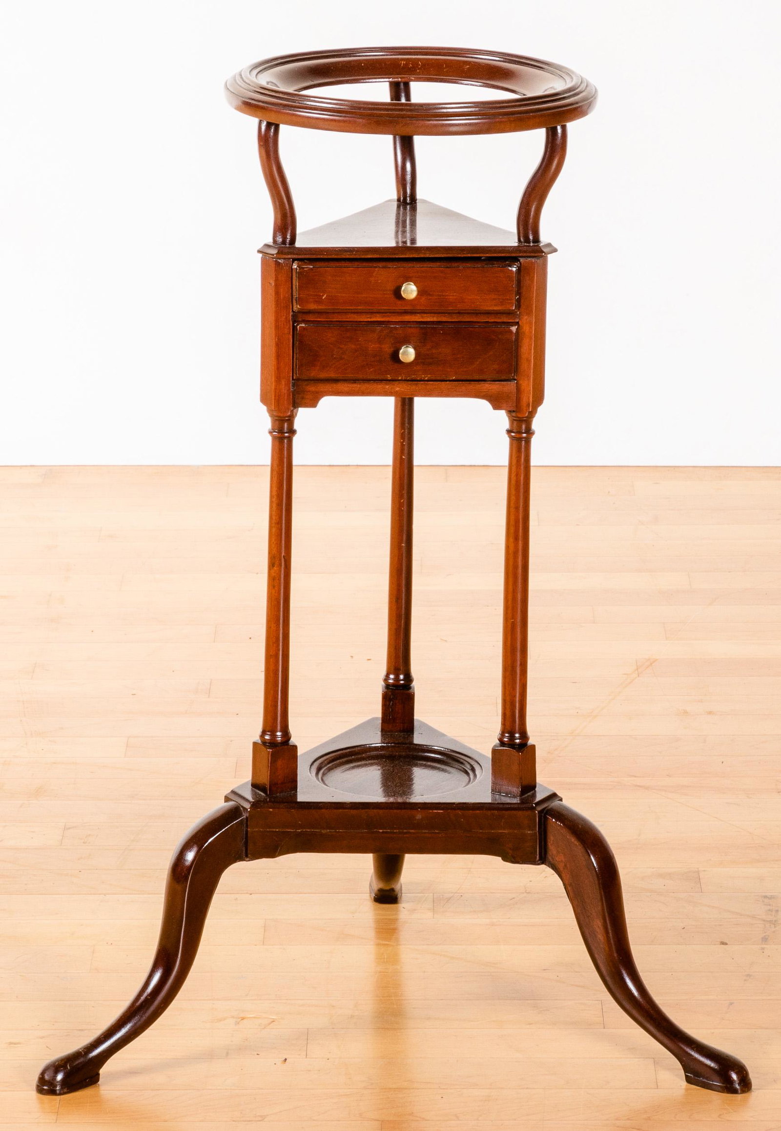 George III mahogany basin stand: George III mahogany basin stand, 18th c., 30 1/4'' h.
