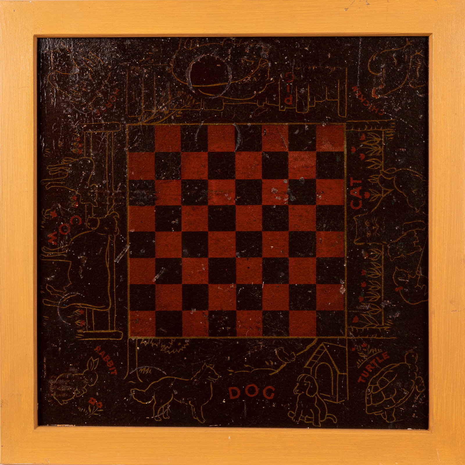 Pressboard gameboard: Pressboard gameboard, early 20th c., 23'' x 23''.