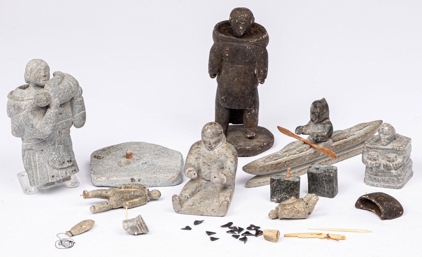 Group of Inuit stone carvings: Group of Inuit stone carvings.