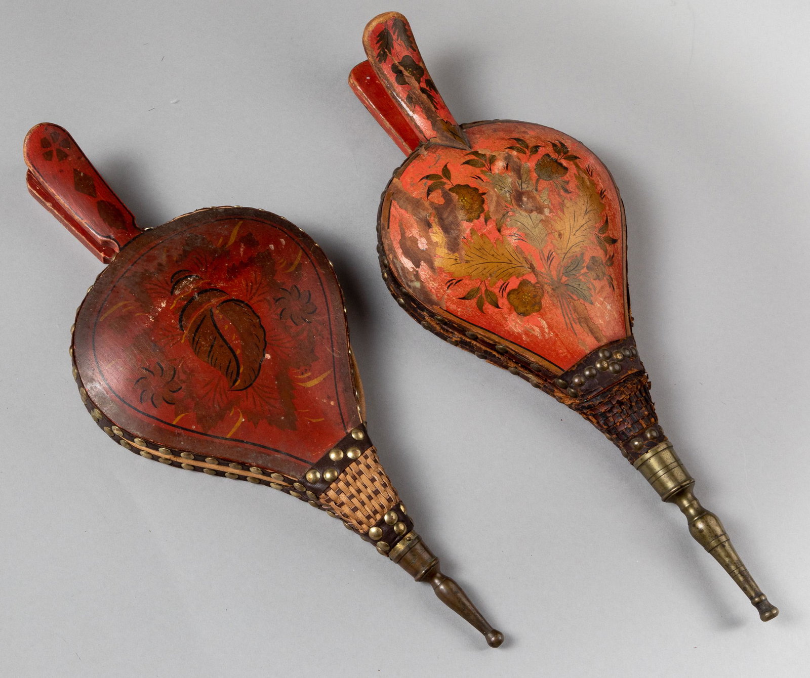 Two New England painted bellows, 19th c.: Two New England painted bellows, 19th c., 18 1/2'' l.