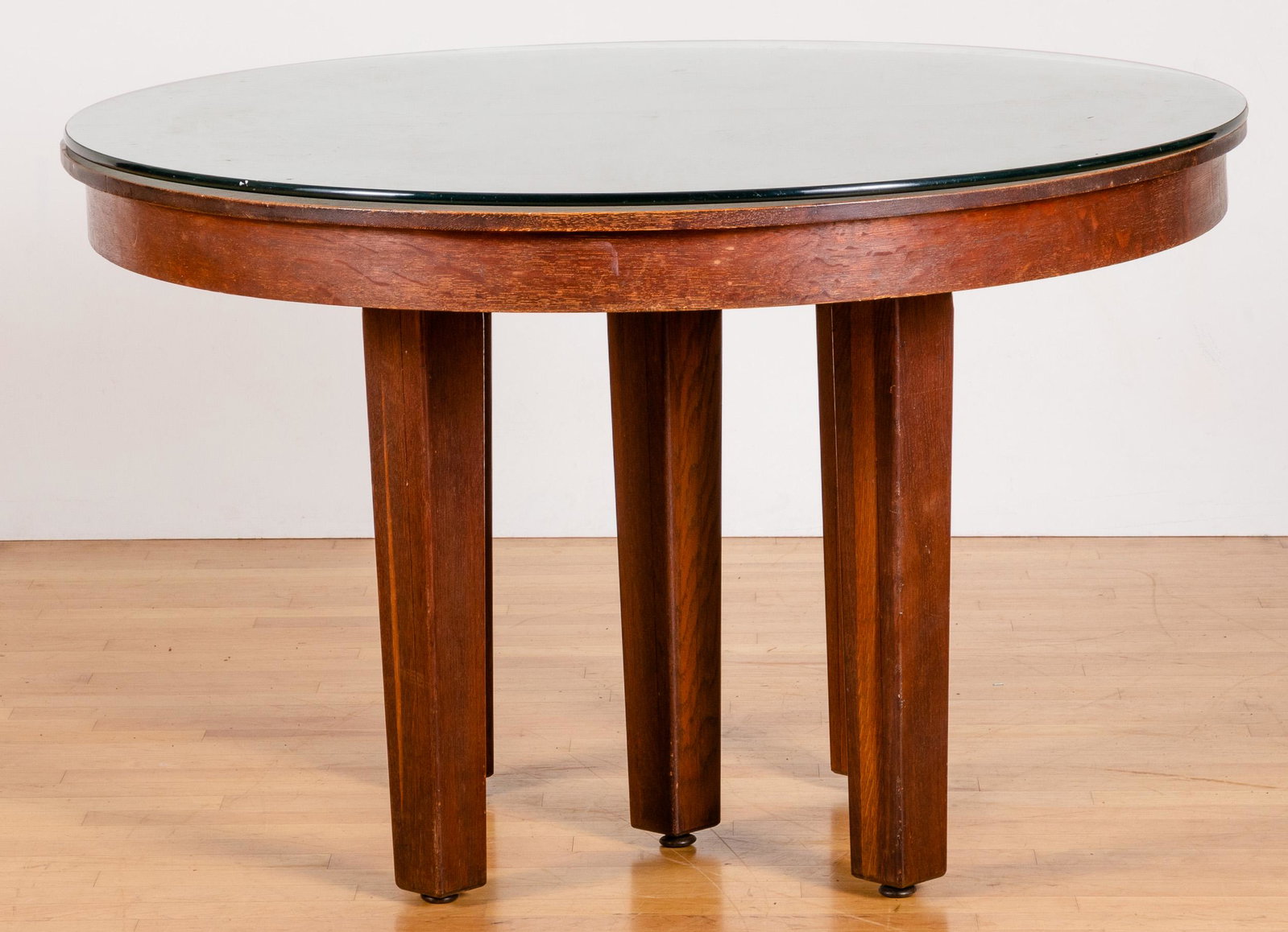 Stickley oak extension dining table: Stickley oak extension dining table, 30 1/2'' h., 48'' w.