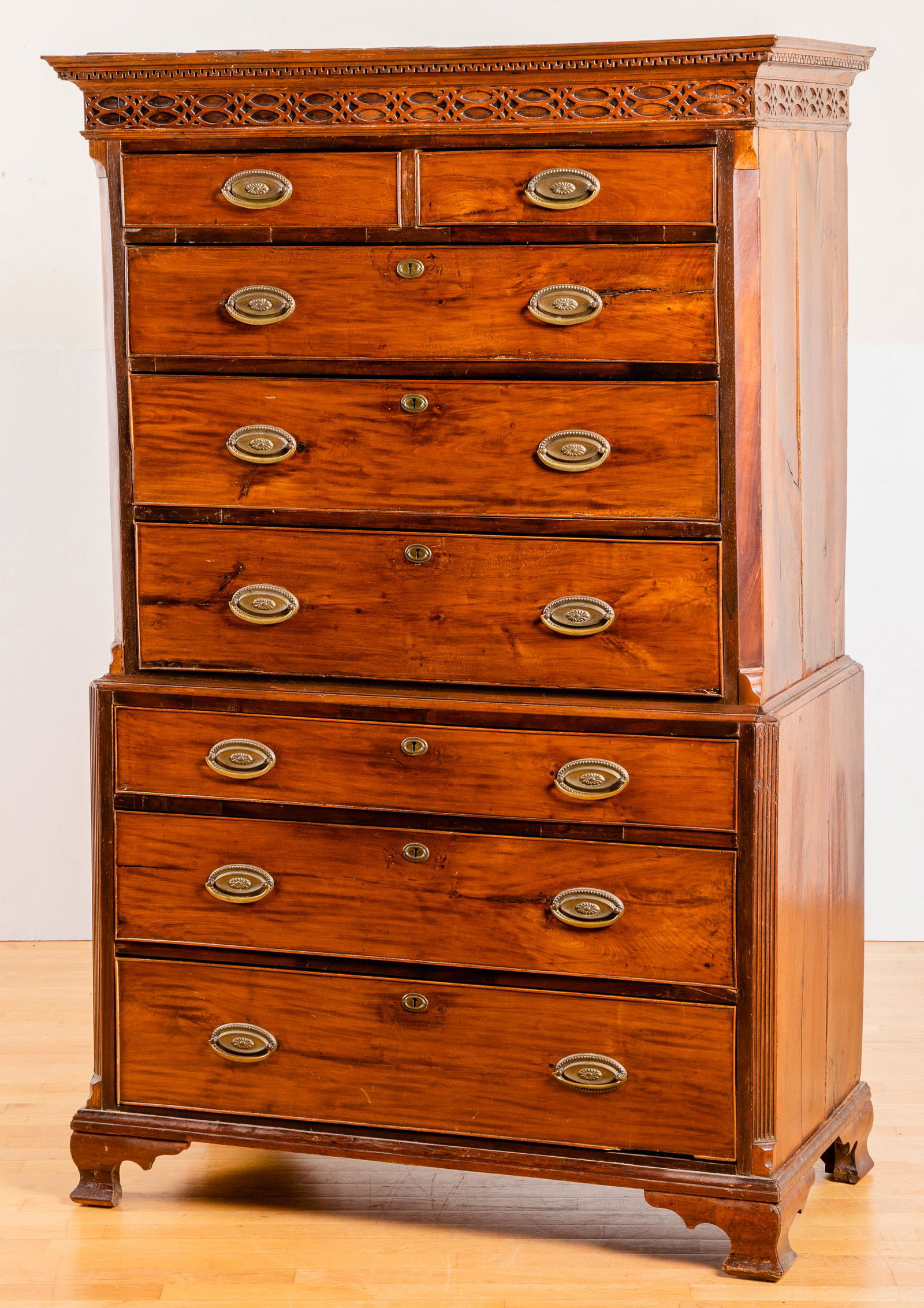 George III mahogany chest on chest, ca. 1770: George III mahogany chest on chest, ca. 1770, 68'' h. x 40'' w.