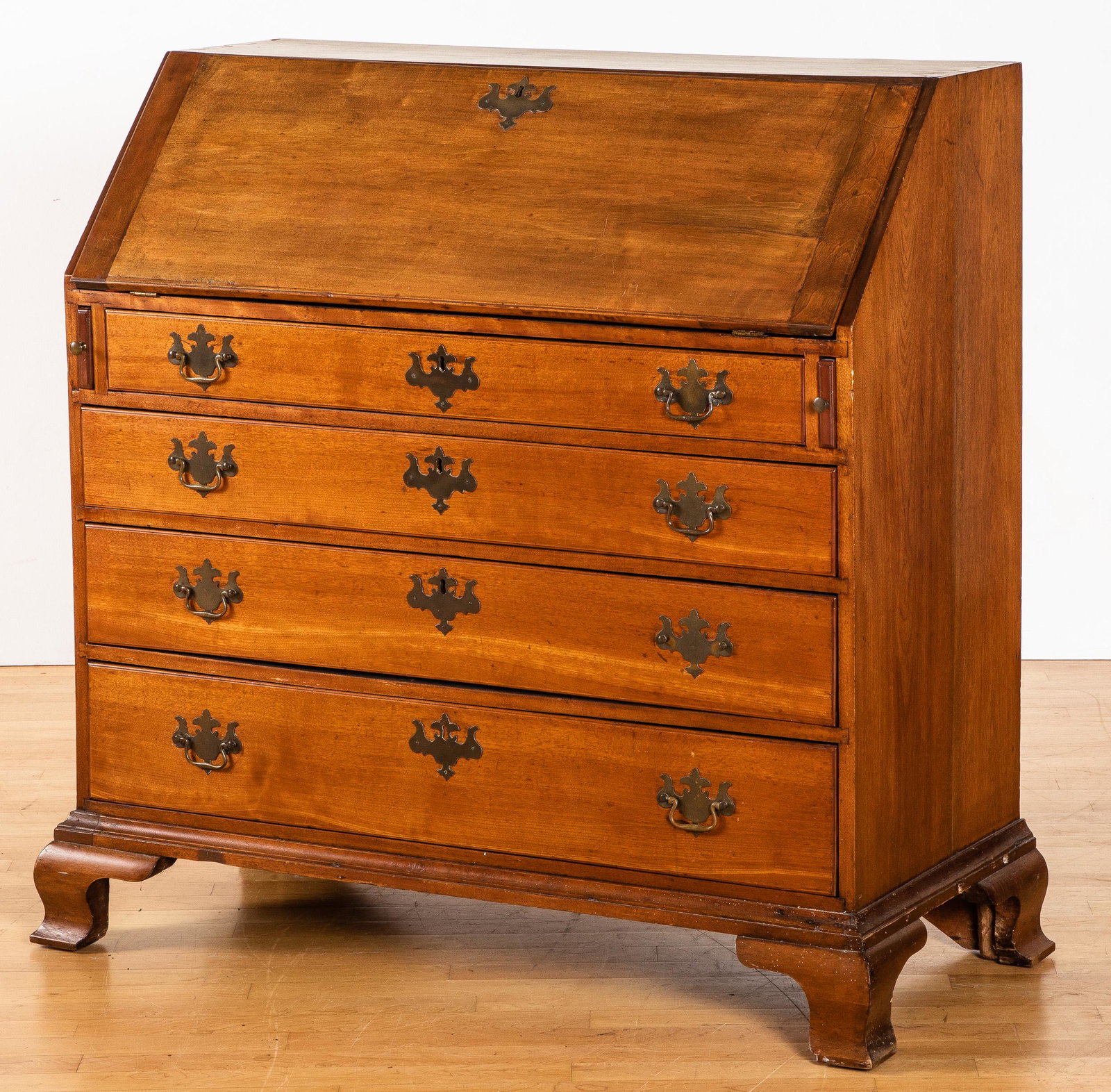 Chippendale birch slant front desk, late 18th c.: Chippendale birch slant front desk, late 18th c., 43'' h., 42'' w.