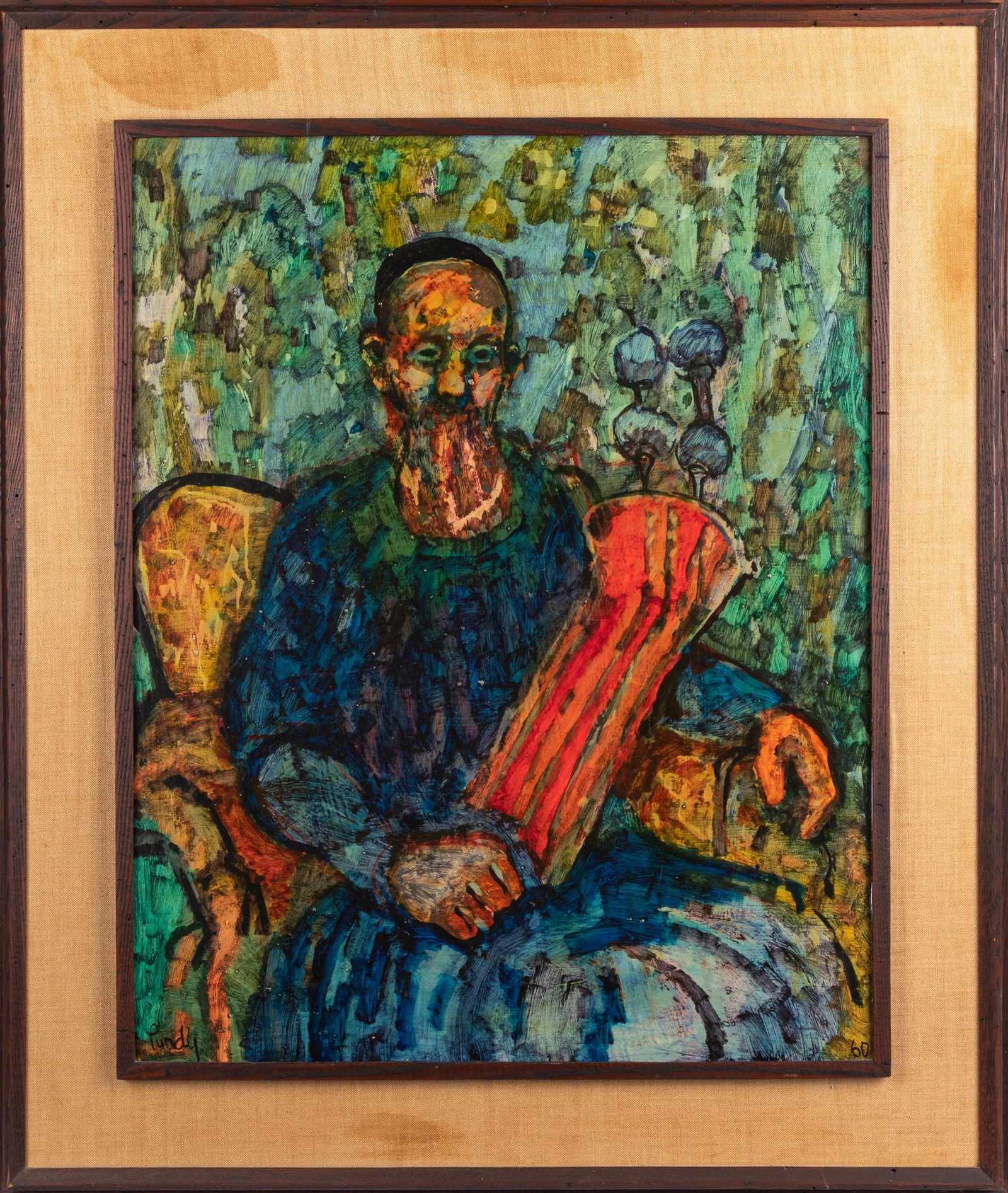 Donald Purdy oil on board portrait of a rabbi: Donald Purdy (American b. 1924), oil on board portrait of a rabbi, signed lower left, 30'' x 24''.
