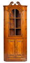 Diminutive pine one-piece corner cupboard