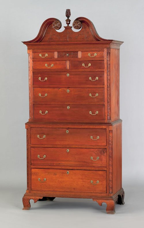 Pennsylvania Chippendale walnut chest on chest,