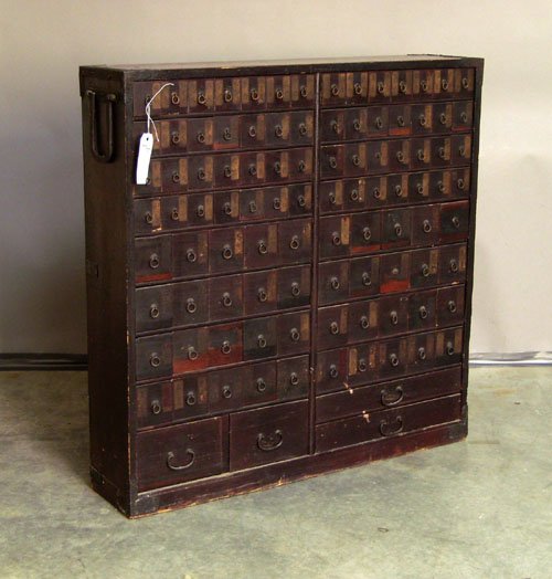 Asian apothecary cabinet, ca. 1900, 35 3/4'' h., 3: Asian apothecary cabinet, ca. 1900, 35 3/4'' h., 35 1/2'' w.