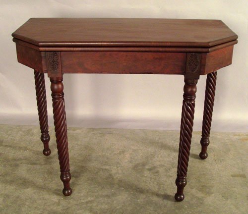 Sheraton mahogany card table, 19th c., 29'' h., 36