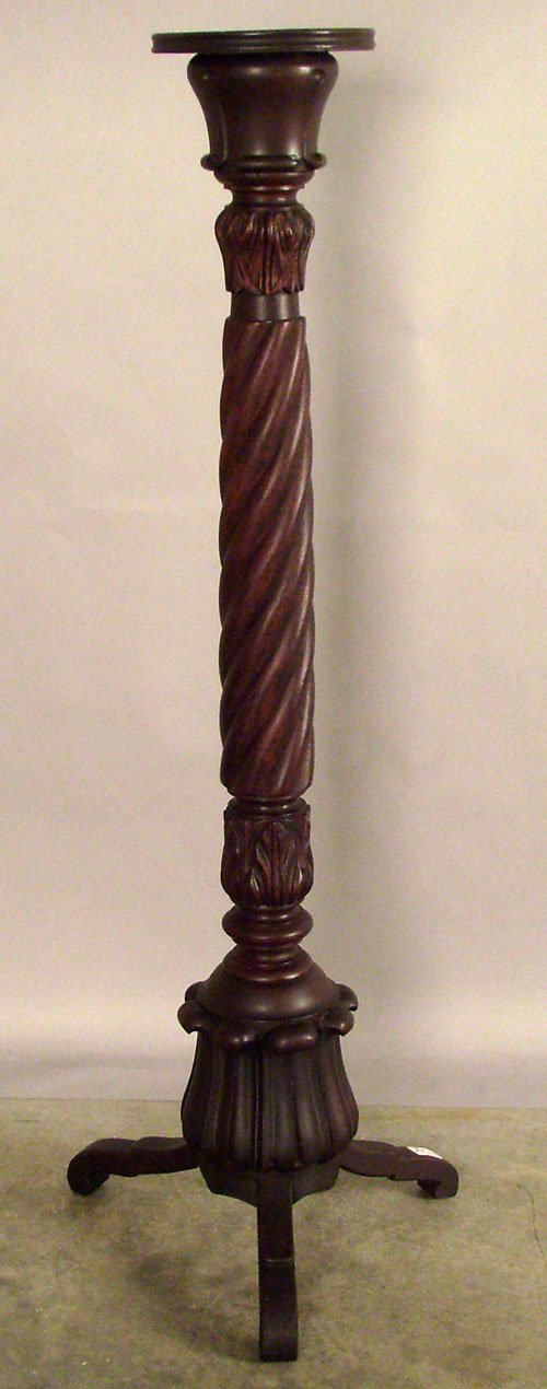 Mahogany rope twist pedestal, 50 1/2'' h.