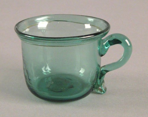 New York or New Jersey deep aqua blown handled c