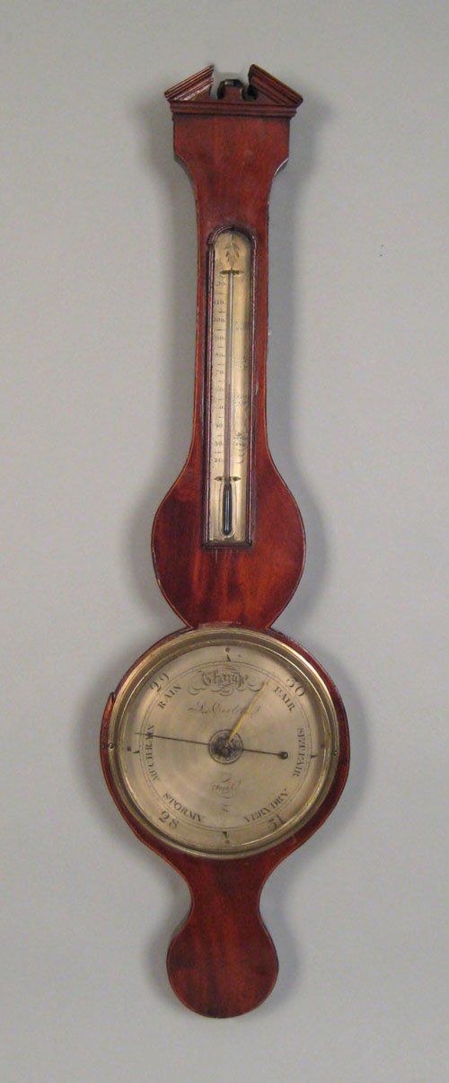 Victorian mahogany banjo barometer by L. Cerlett