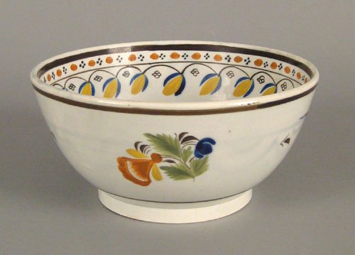 English pearlware bowl, ca. 1810, with typical