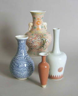 Four Chinese vases, 20th c., tallest - 9 1/2'' h.: Four Chinese vases, 20th c., tallest - 9 1/2'' h.