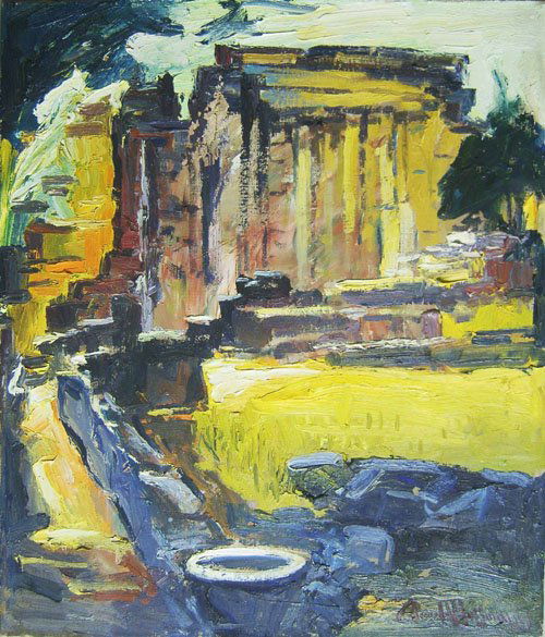 Arnold Hoffmann (American, 1886-1966), oil on can: Arnold Hoffmann (American, 1886-1966), oil on canvas cityscape, signed lower right, 27'' x 23''.